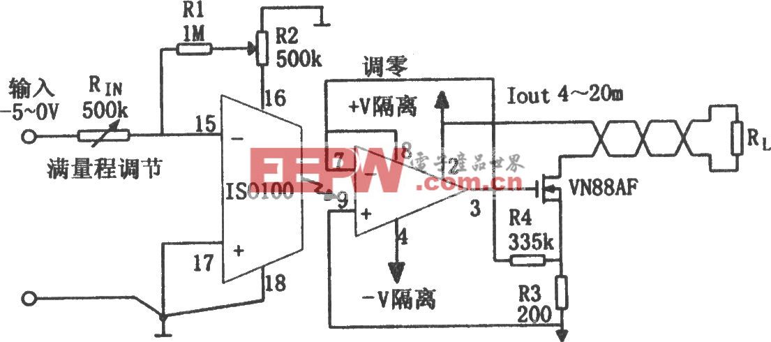 4～20mA隔离变送电路(ISO100)