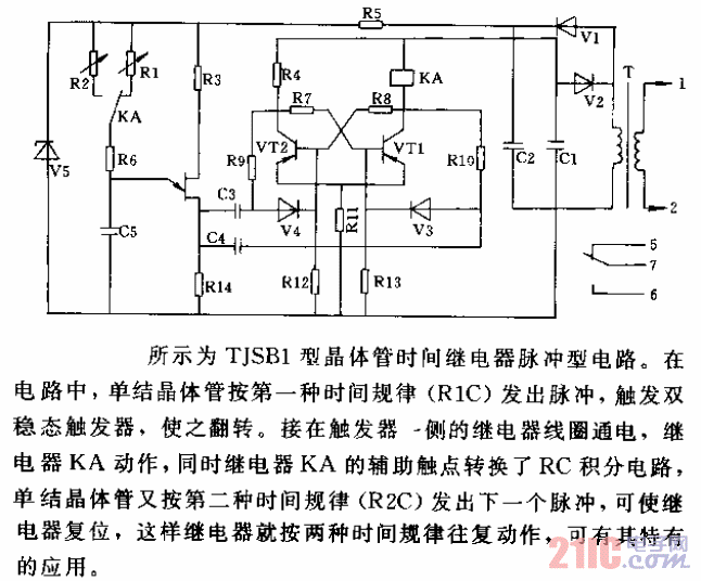 TJSB1型晶体管时间继电器脉冲型电路
